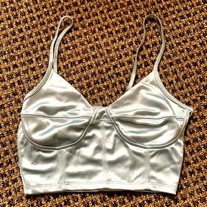 Shimmery blue cropped tank top. Garage brand. Size small, fits true to size.